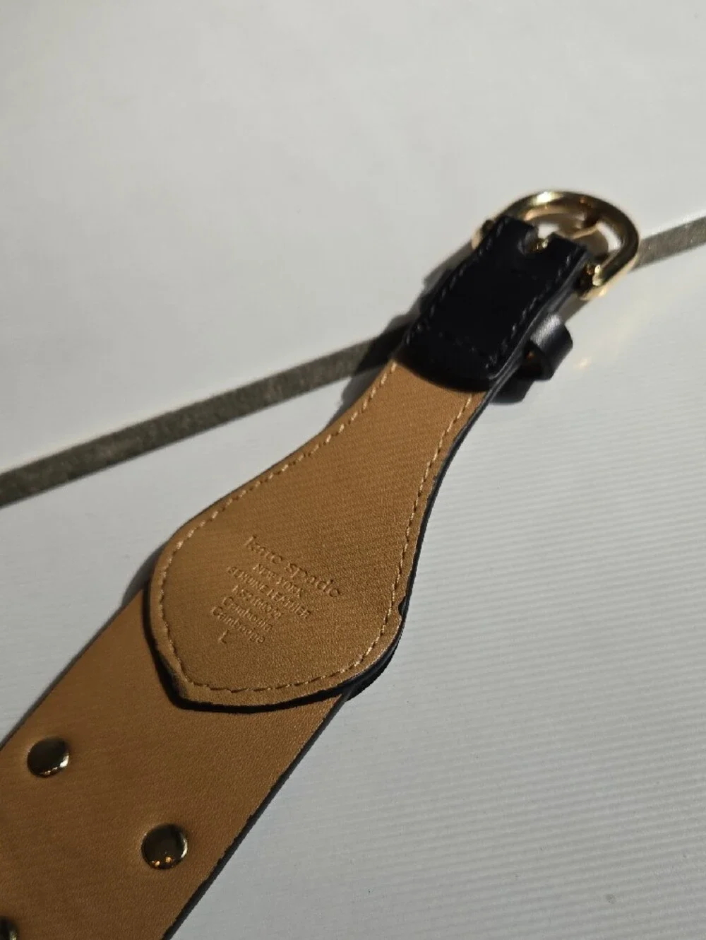 Kate Spade Pearl Studded Black Leather Belt